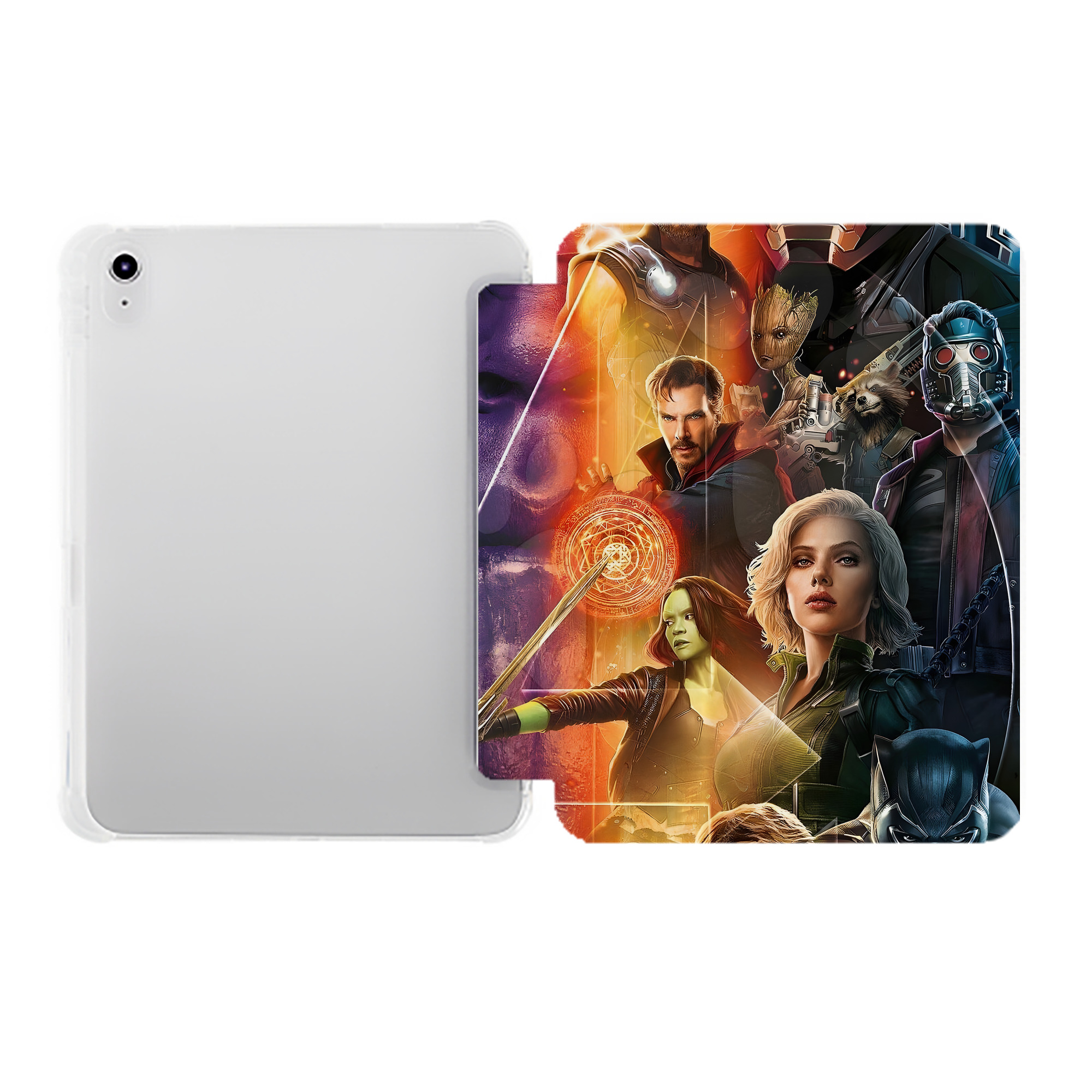 （画像用） アベンジャーズ The Avengers IPad ケース ペン収納付き 三つ折りスタンド PUレザー×シリコン 対応機種9.5/10.5/10.9インチ